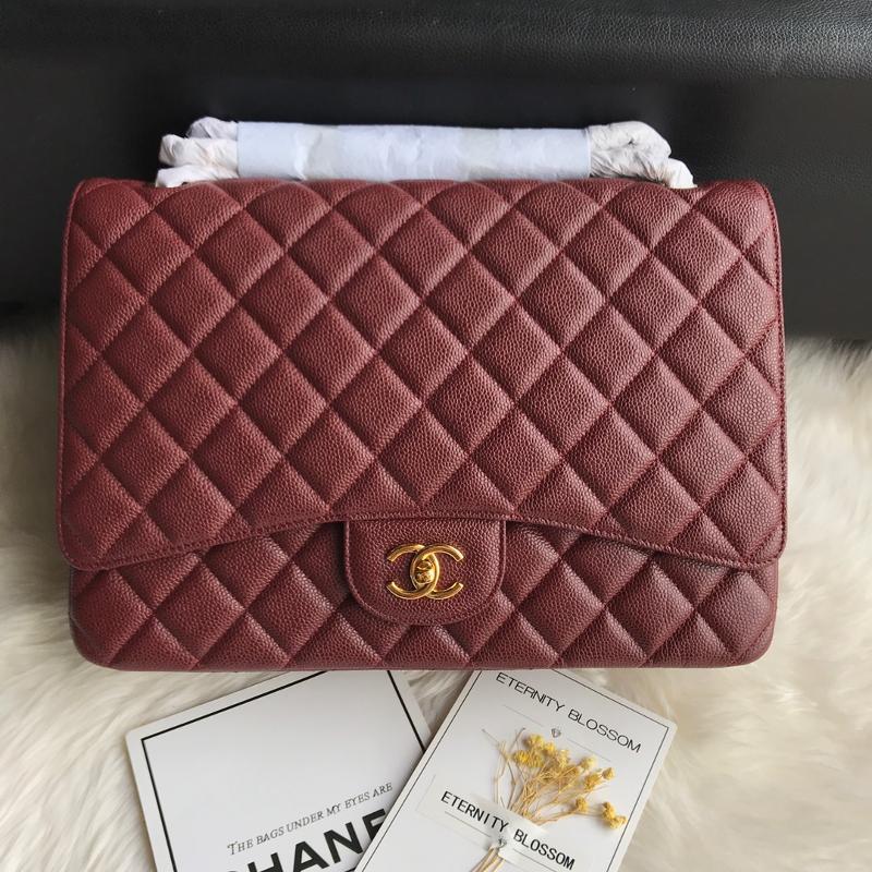 Chanel 2.55 Classic A58601 Ball Pattern Gold Buckle Wine Red
